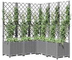 világosszürke PP rácsos kerti ültetőláda 120 x 120 x 136 cm