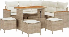 vidaXL Kerti Kanapé Szett párnával tárolóval Bézs Poli rattan