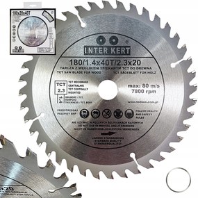 Faipari körfűrésztárcsa 180x20 mm 40T +16 körfűrészlap Iner-kert