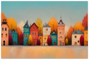 Kép - Őszi falu (90x60 cm)