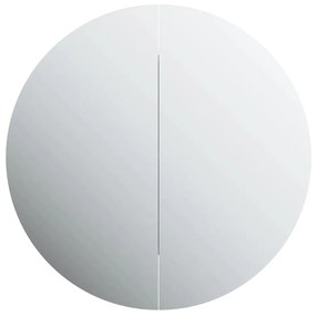 fehér fürdőszobai szekrény kerek tükörrel/LED-del 54x54x17,5 cm