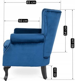 Fotel sötétkék bársony kárpittal – MALLO