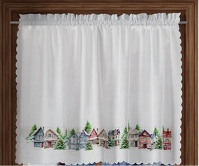 Fehér Irigység konyha kész függöny Téli Város Karácsony 100x40cm
