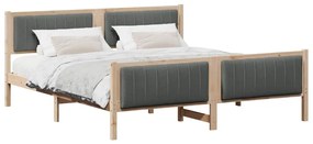 Ágykeret barna és sötétszürke 180 x 200 cm Tömör fenyőfa