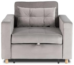 Ágyazható Fotel Szürke Bársony Kárpittal. SOLOR