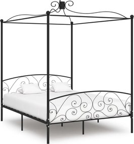 vidaXL fekete fém baldachinos ágykeret 160 x 200 cm