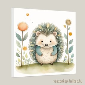 Aranyos kis süni illusztráció akvarell – bájos prémium falikép 40x40cm