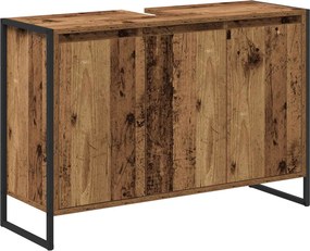 vidaXL Fürdőszoba Székény tárolóval Öreg fa 90 x 30 x 60 cm Faanyag