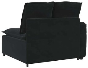 fekete moduláris kanapé karfás végmodul párnákkal 100 cm