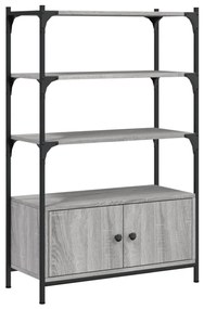3 szintes szürke sonoma szerelt fa könyvespolc 70x30x109,5 cm