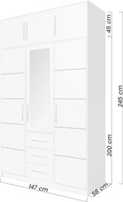 Bali ruhásszekrény felső elemmel 147 cm - sonoma tölgy
