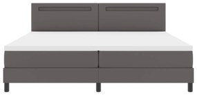 Boxspring Ágy Matraccal Szürkében, 200x200 cm, Műbőr.