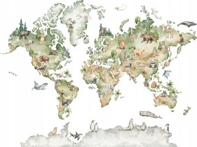 Fotótapéta Világtérkép Gyerek Állatok 312x219
