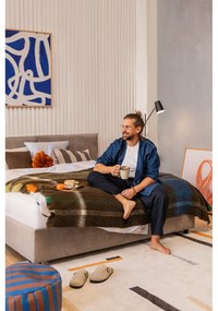Szürkésbarna kárpitozott ágyneműtartós franciaágy ágyráccsal 160x200 cm Myra Pillow – Bonami Selection