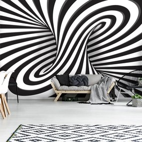 Fotótapéta - Fehér és fekete 3D körözés (152,5x104 cm)