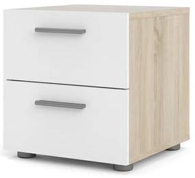 Fehér-természetes színű éjjeliszekrény tölgyfa dekorral Pepe - Tvilum