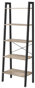 Intenso Home 5 szintes nyitott könyvespolc / virágállvány 56 x 172cm, döntött design, modern tölgy szín | Univerzális tároló állvány fém lábakkal