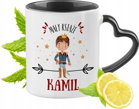 Fekete bögre szív alakú füllel Kamilla számára Ideális Ajándék