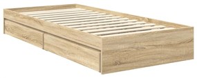 vidaXL Tárolós Ágy fejtámlával Sonoma tölgy 90 x 200 cm Faanyag