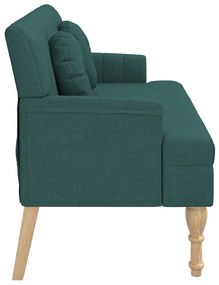 sötétzöld szövetpad párnákkal 113x64,5x75,5 cm