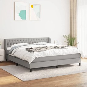 Világosszürke szövet rugós ágy matraccal 180 x 200 cm