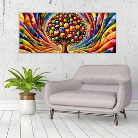 Kép – Színes fa almákkal (120x50 cm)