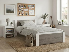 Ágy IKAROS 80 x 200 cm, fehér/szarvasgomba tölgy Ágyrács: Lamellás ágyrács, Matrac: Deluxe 10 cm matrac