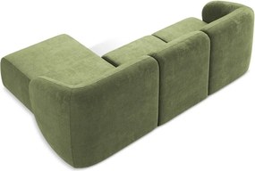 Zöld zsenília sarokkanapé (jobb oldali-heverő résszel) Lani – Makamii