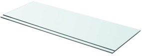 2 db átlátszó üveg paneles polc 70 x 25 cm