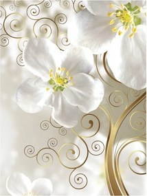 Fotótapéta Fehér virágok arany vinil 184x254 Elegancia és luxus +ragasztó