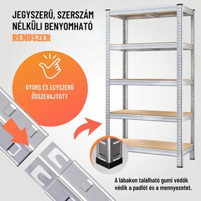 HEAVY nagy teherbírású polc, max. 875kg, 90x40x180cm, ezüst Jurhan