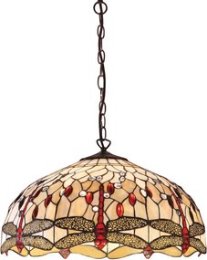 Endon klasszikus tiffany függeszték dragonfly beige sötétbarna sokszínű end64079