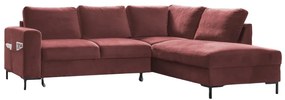 Rózsaszín bársony kinyitható sarokkanapé (jobb oldali) Lofty Lilly – Miuform
