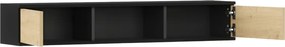 Fali polc szekrényekkel LANZZI 120 cm, fekete/tölgy