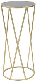 Nero aranyszínű fémvázas kortárs kisasztal fekete üveg lappal – Lusso