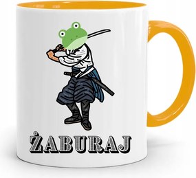 Sárga Bögre Vicces Béka Szamuráj nyomott mintával