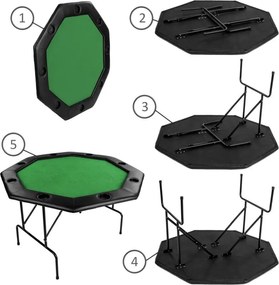 GamesPlanet® Pókerasztal 8 személyes 122 x 122 cm zöld