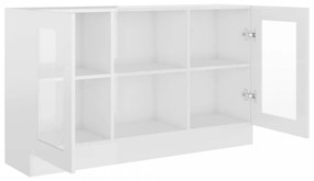 magasfényű fehér szerelt fa vitrinszekrény 120 x 30,5 x 70 cm