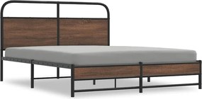 vidaXL barna tölgy színű fém ágykeret matrac nélkül 160 x 200 cm