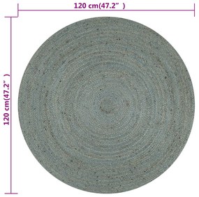 olívazöld kézzel font kör alakú jutaszőnyeg 120 cm