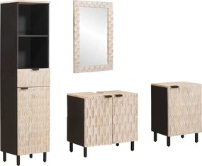 vidaXL Fürdőszoba szettek 4 pcs Fehér mosott felület Tömör Mangófát