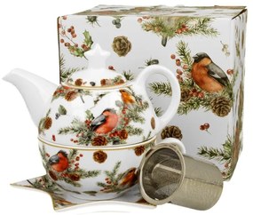 Karácsonyi porcelán egyszemélyes teáskészlet díszdobozban Christmas Birds