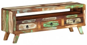 többszínű tömör újrahasznosított fa TV-szekrény 110x30x40 cm
