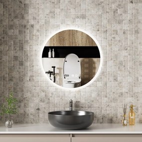 Erga Deam, kerek LED-es tükör 60cm, 3 színű világítás, első világítás, páramentes fűtőbetét, ERG-V01-Deam-6060-CL