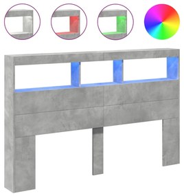 betonszürke áthidalószekrény LED-világítással 160 x 17 x 102 cm