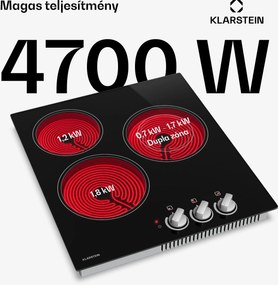 Klarstein EasyCook üvegkerámia főzőlap | 3 főzőzóna | 4700 W | 11 teljesítményfokozat | 45 cm