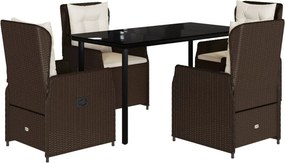vidaXL 5 részes barna polyrattan kerti étkezőgarnitúra párnákkal