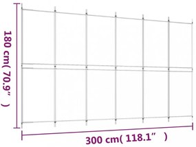 6 paneles fehér szövet térelválasztó 300x180 cm