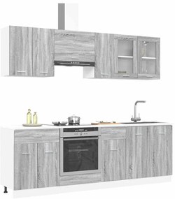 Konyhaszekrény garnitúra fiókkal Lyon 8 pcs Szürke Sonoma