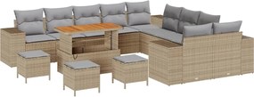 vidaXL Kerti Kanapé Szett párnával 14 pcs Bézs polirattan